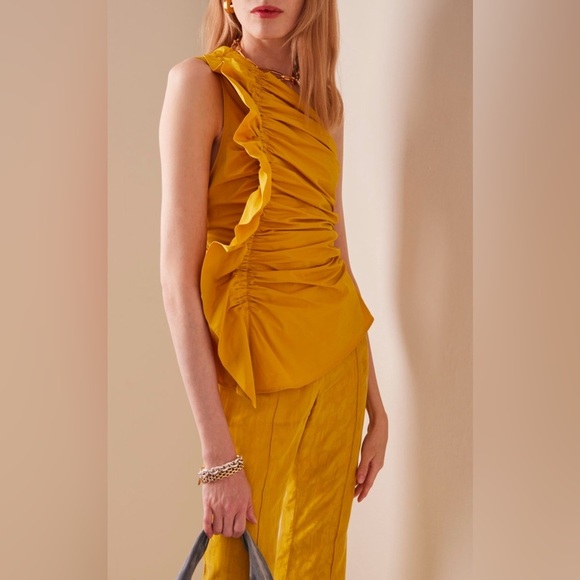 NWT! Ulla Johnson ruffled asymmetric one shoulder ruffled top. Size 2. BRAND NEW - Picture 5 of 7